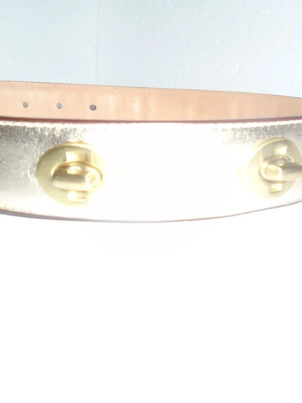 NEW VINTAGE Y2K COACH GOLD LEATHER BRASS TURNLOCK PET DOG COLLAR 60095 SIZE XL